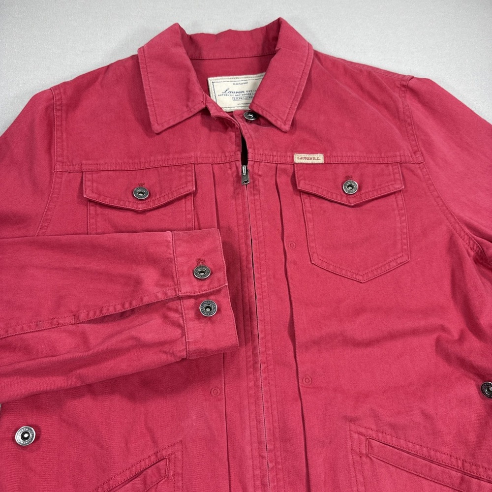 Lauren Ralph Lauren Jacket Women's M Washed Red Long Sleeve Hong Kong Vintage
